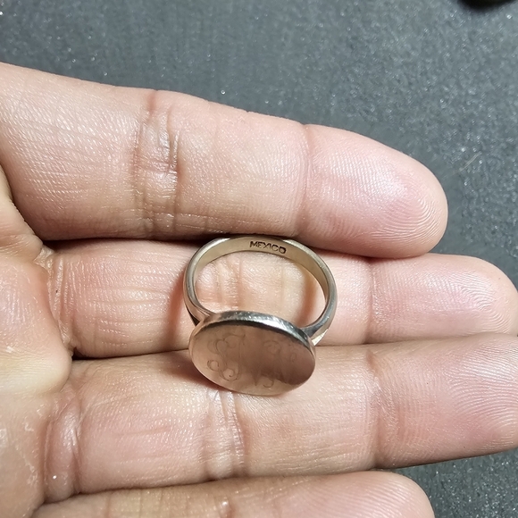 Vintage Made In Mexico Silver Tone Round Signet Ring Size 7 Engraved " SNN" sh9w - Picture 2 of 7